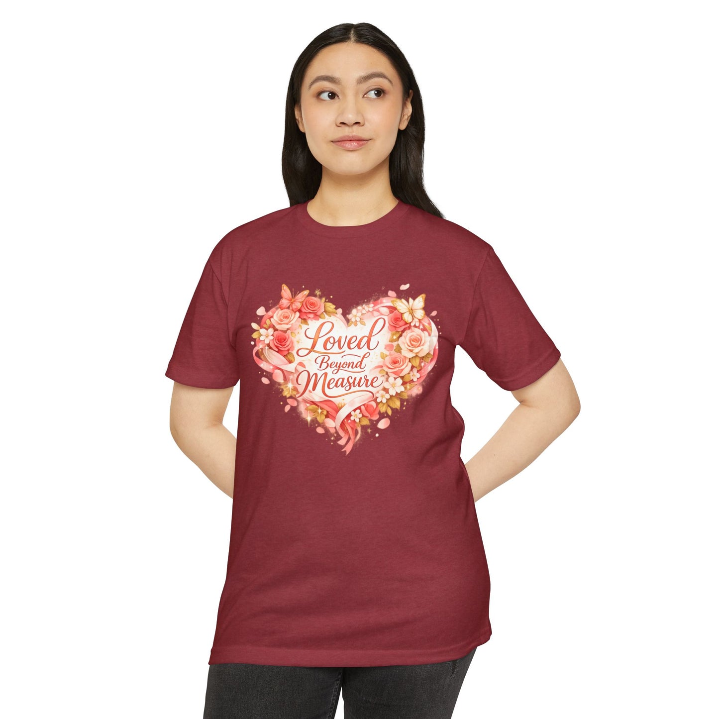 Loved Beyond Measure T-Shirt | Floral Heart Typography