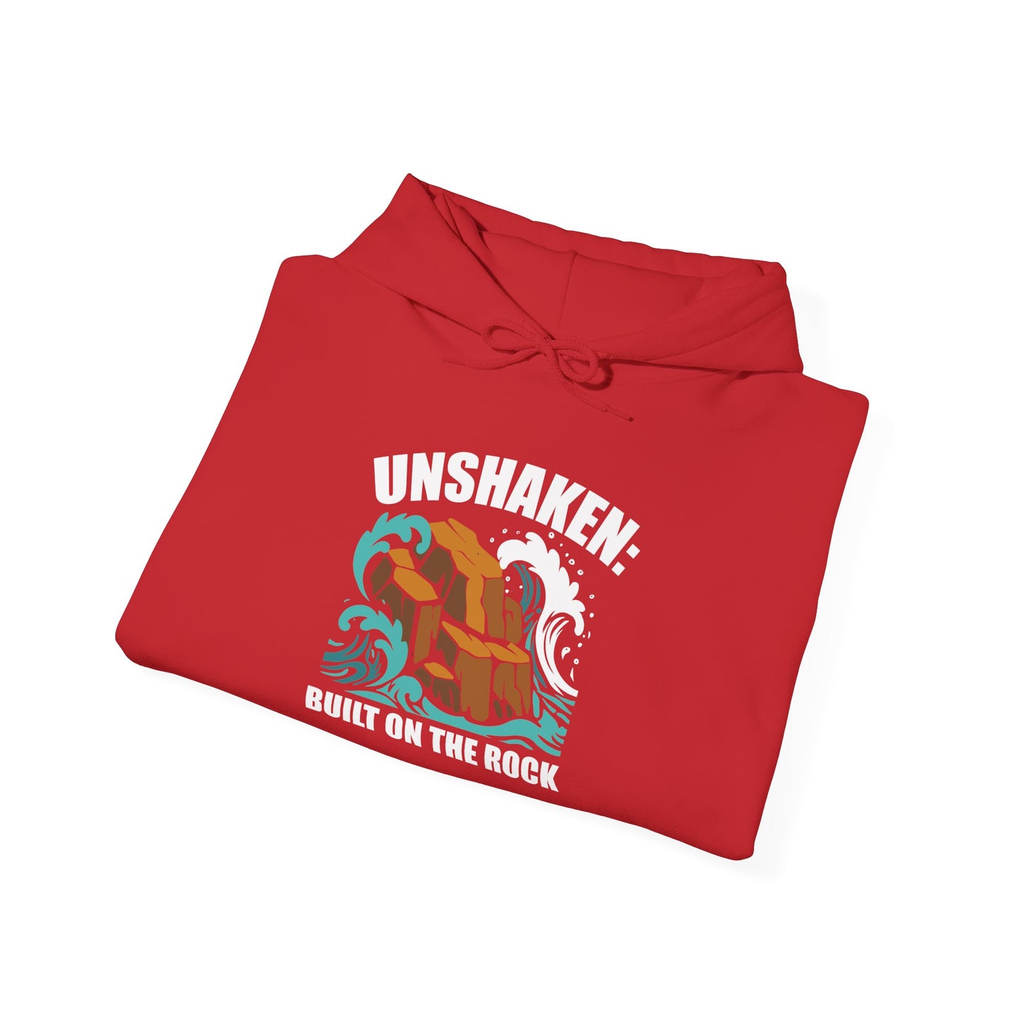 Motivational Unisex Hoodie - "Unshaken: Built on the Rock" - Comfortable Apparel for Everyday, Gift for Friends, Inspirational
