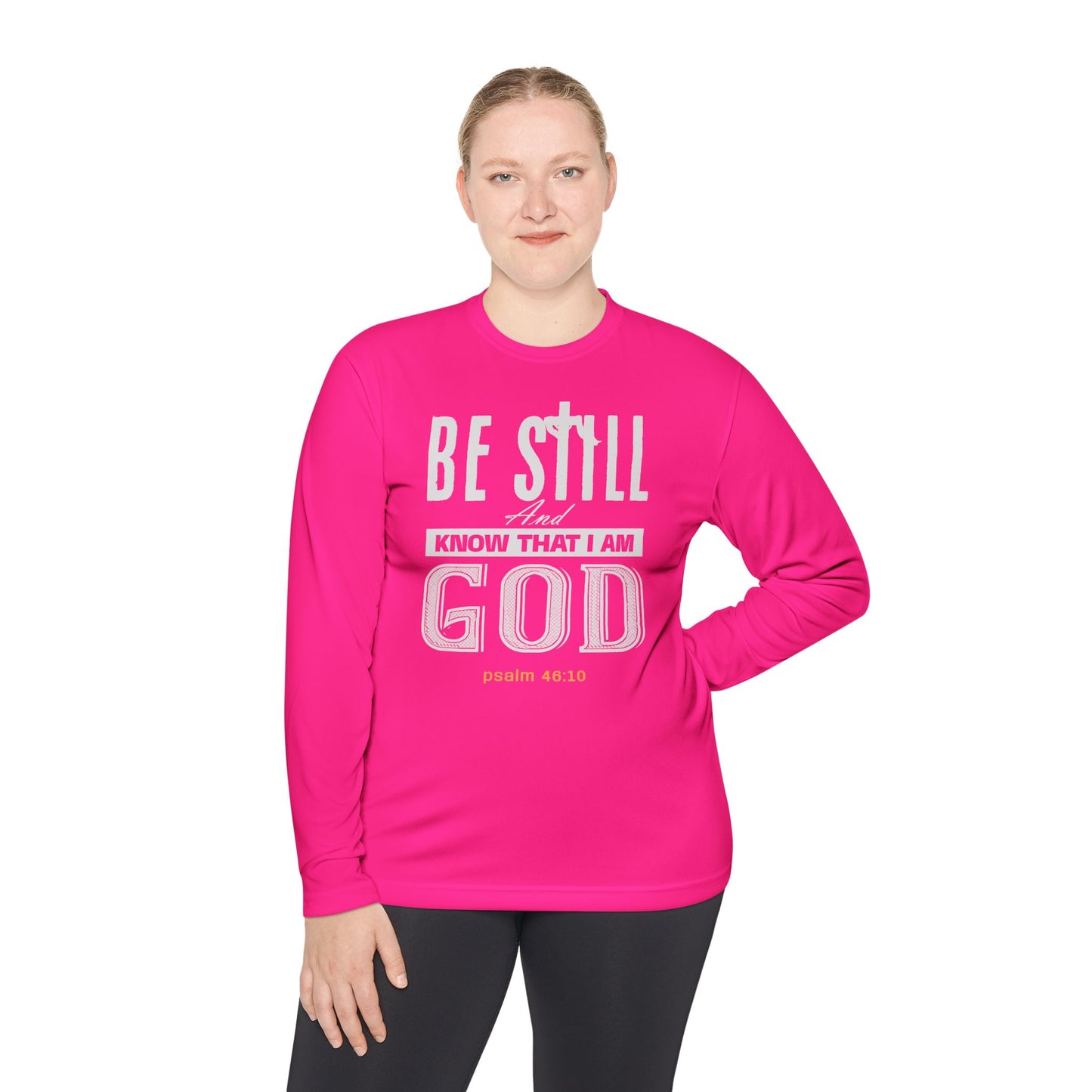 Religious Long Sleeve Tee - Be Still And Know That I Am God-Black