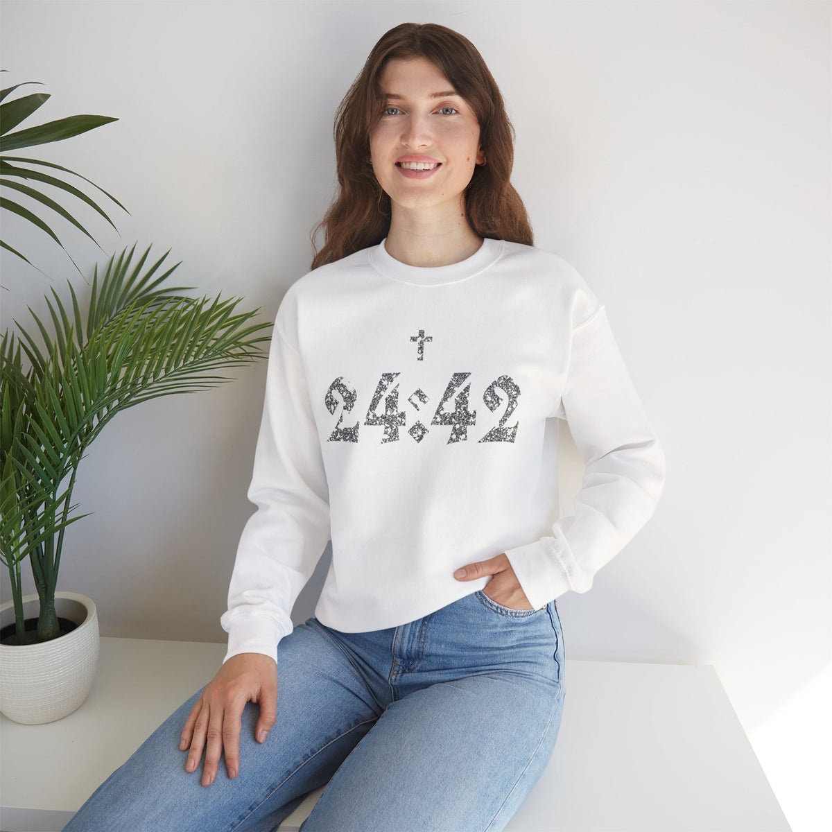 Matthew 24:42 Crewneck Sweatshirt | Bible Verse, Cross Design