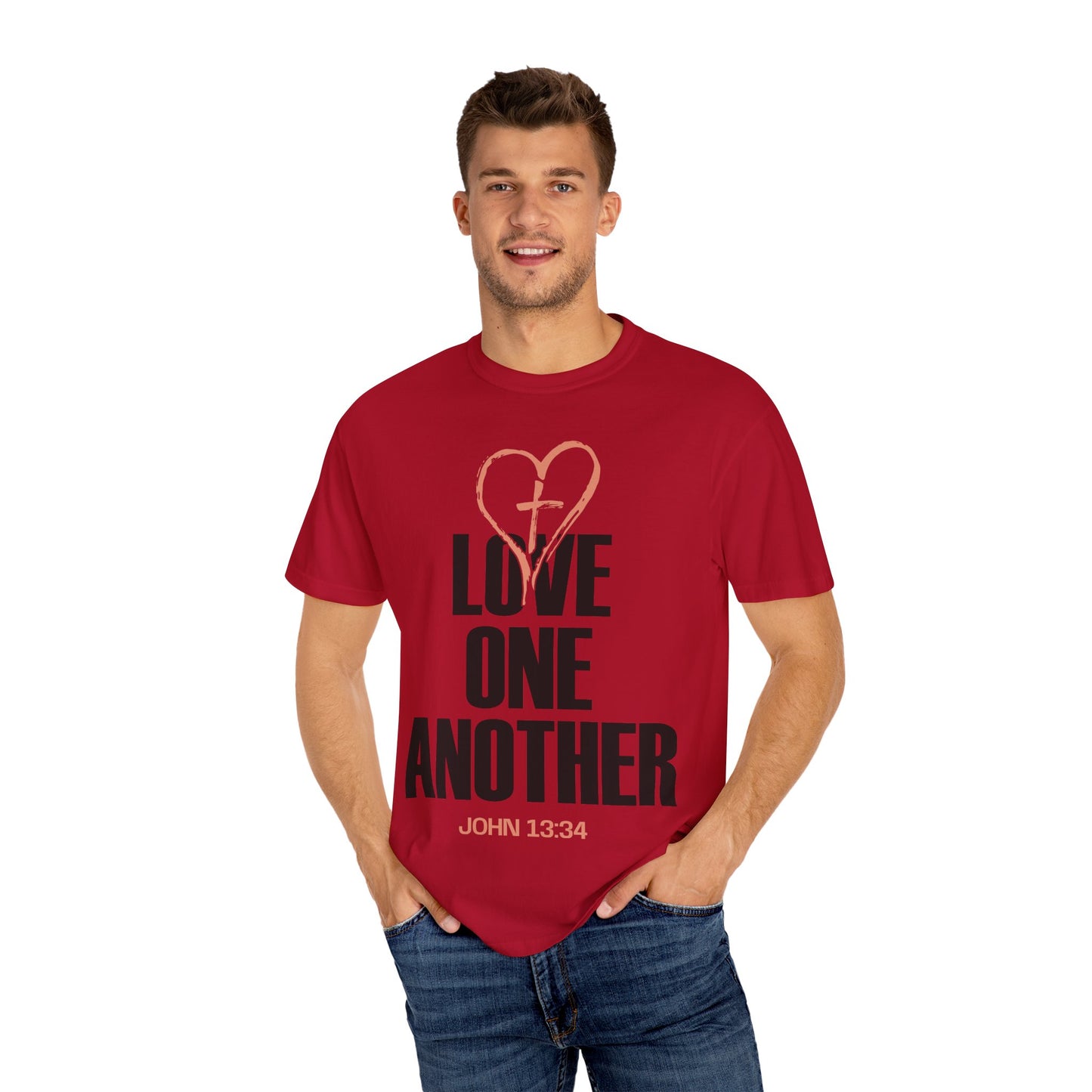 Unisex Garment-Dyed T-Shirt - Love One Another Motivational Tee