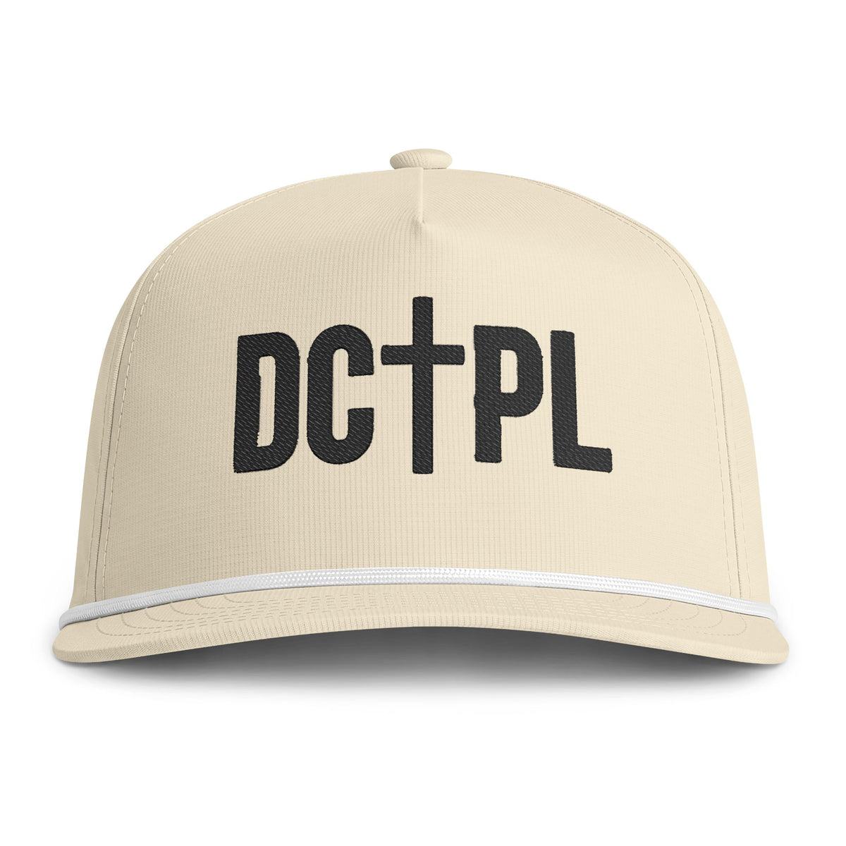 Sunwashed Cross Logo Cap Rope Trim Cap | Embroidered Beige Snapback
