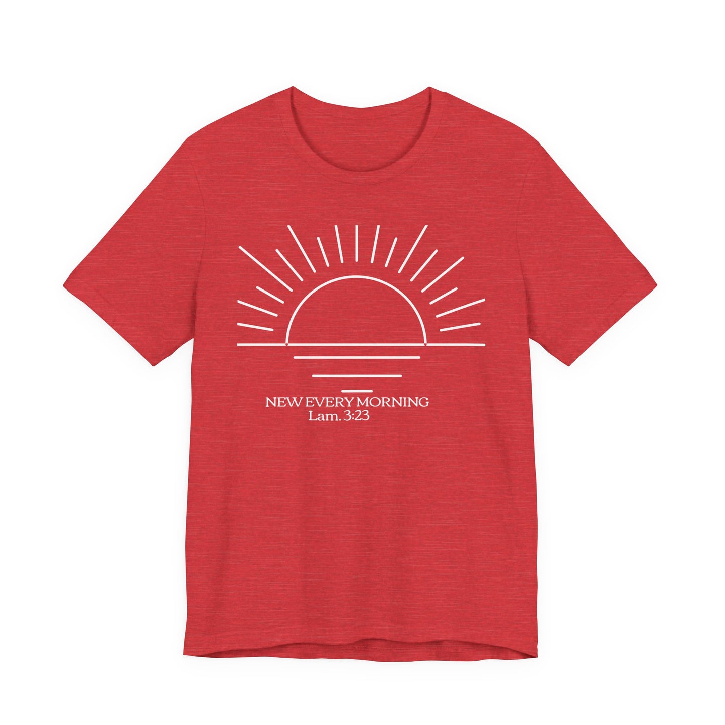New Every Morning sunrise graphic Tee | Lamentations 3:23 Christian Tee