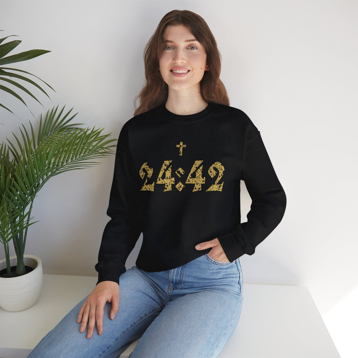 Matthew 24:42 Crewneck Sweatshirt | Bible Verse Cross