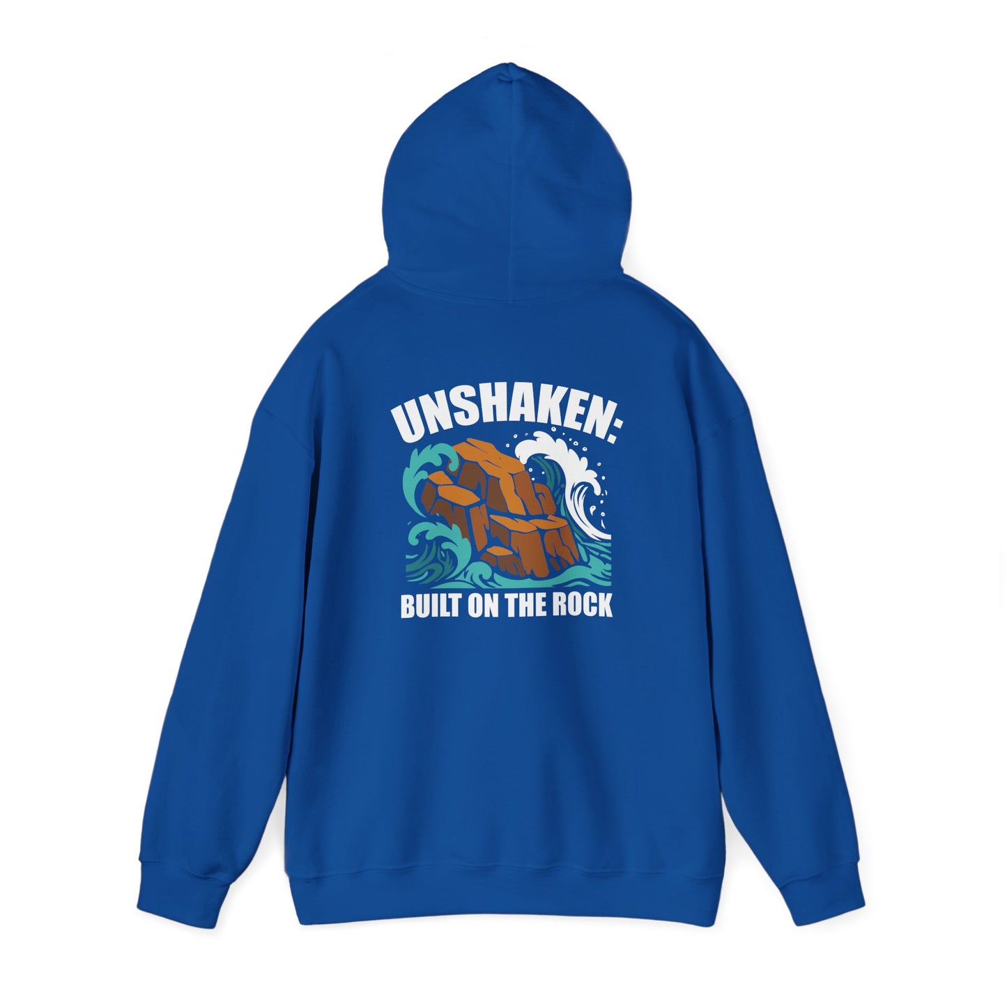 Motivational Unisex Hoodie - "Unshaken: Built on the Rock" - Comfortable Apparel for Everyday, Gift for Friends, Inspirational