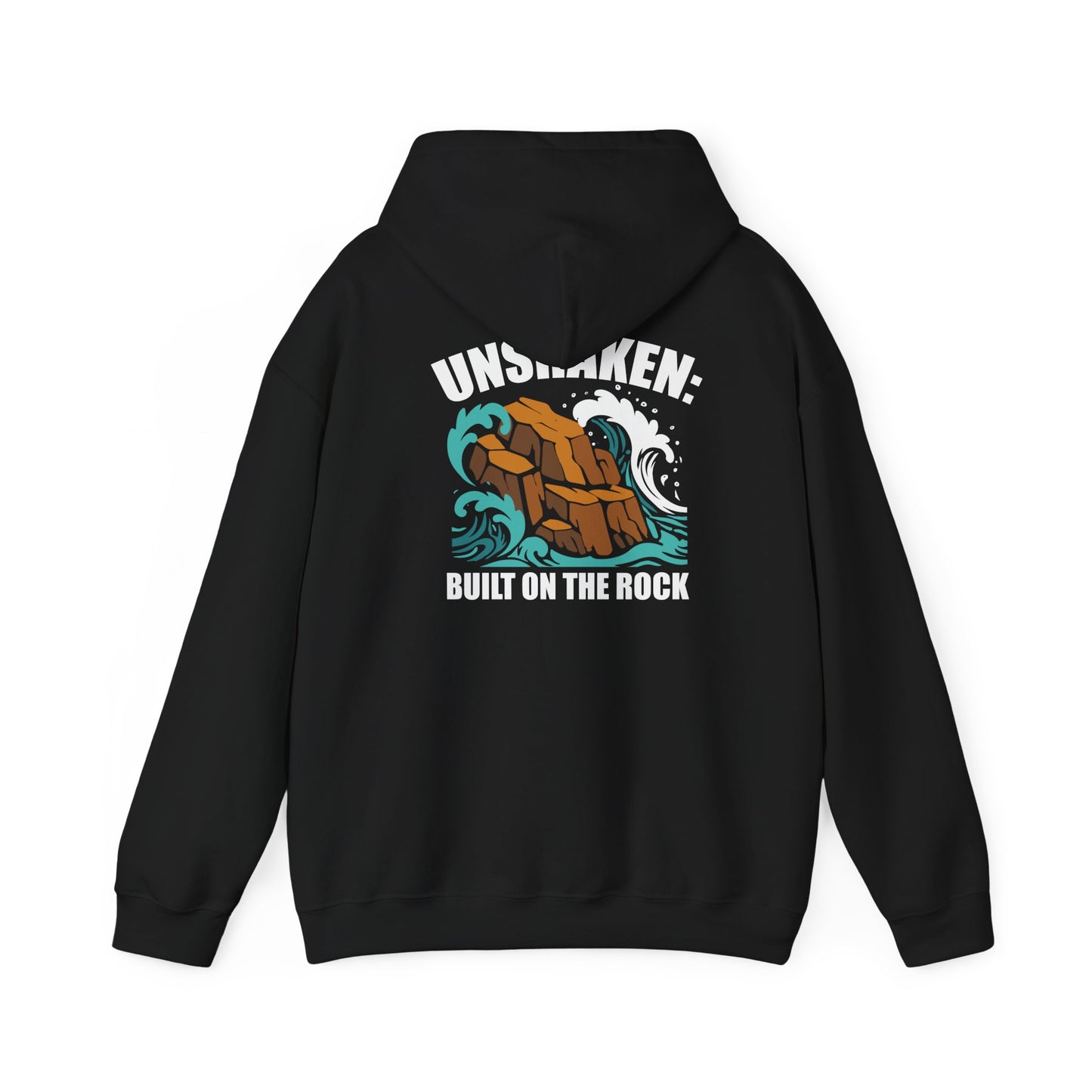 Motivational Unisex Hoodie - "Unshaken: Built on the Rock" - Comfortable Apparel for Everyday, Gift for Friends, Inspirational