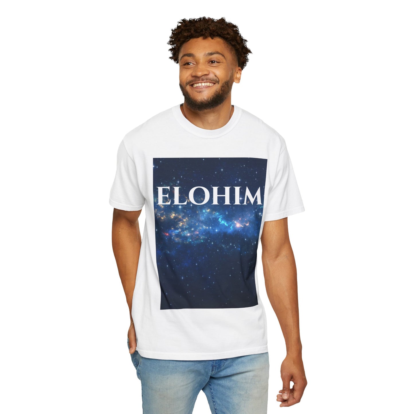 Cosmic Elohim T-Shirt, Unisex Space Tee, Spiritual Apparel, Gift for Star Lovers, Faith-Based Fashion, Everyday Casual Wear