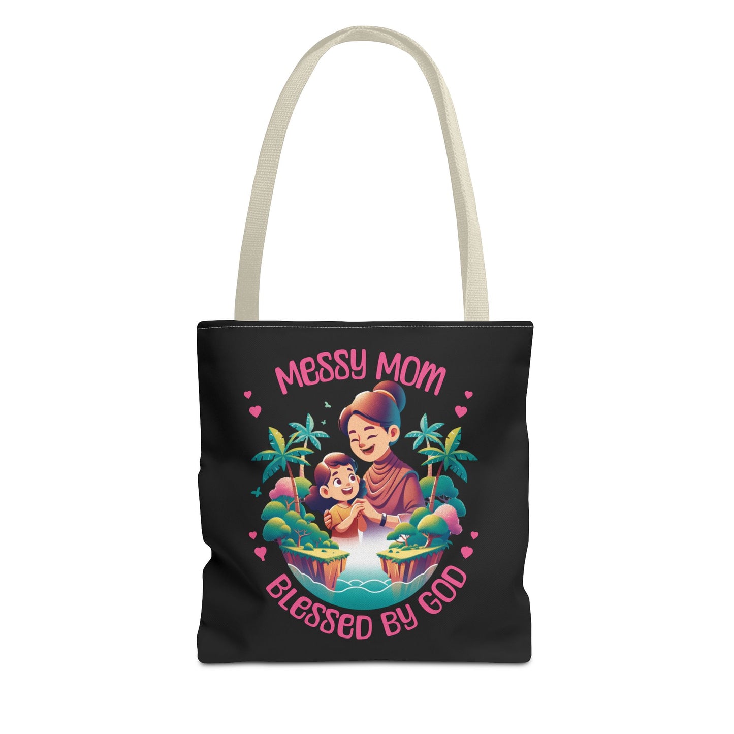 Messy Mom Blessed by God Tote Bag - Perfect Gift for Mother's Day and Everyday Use-Black