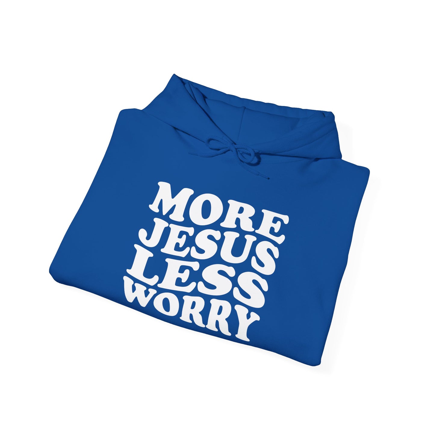 More Jesus Less Worry Hoodie, Faith-Inspired Sweatshirt, cozy gift for believers, Christian apparel, spiritual encouragement wear