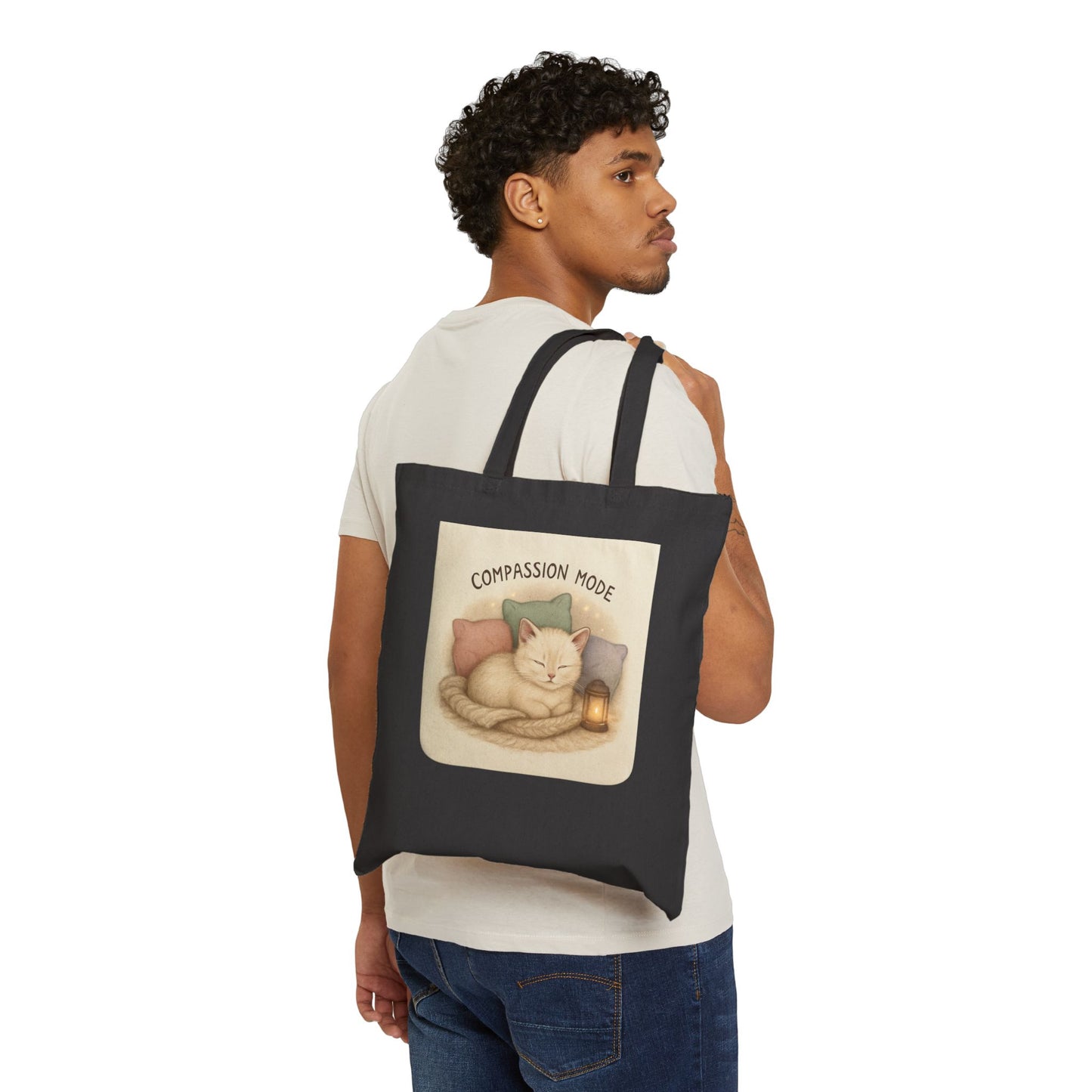 Compassion Mode Tote Bag | Cute Sleeping Cat Illustration