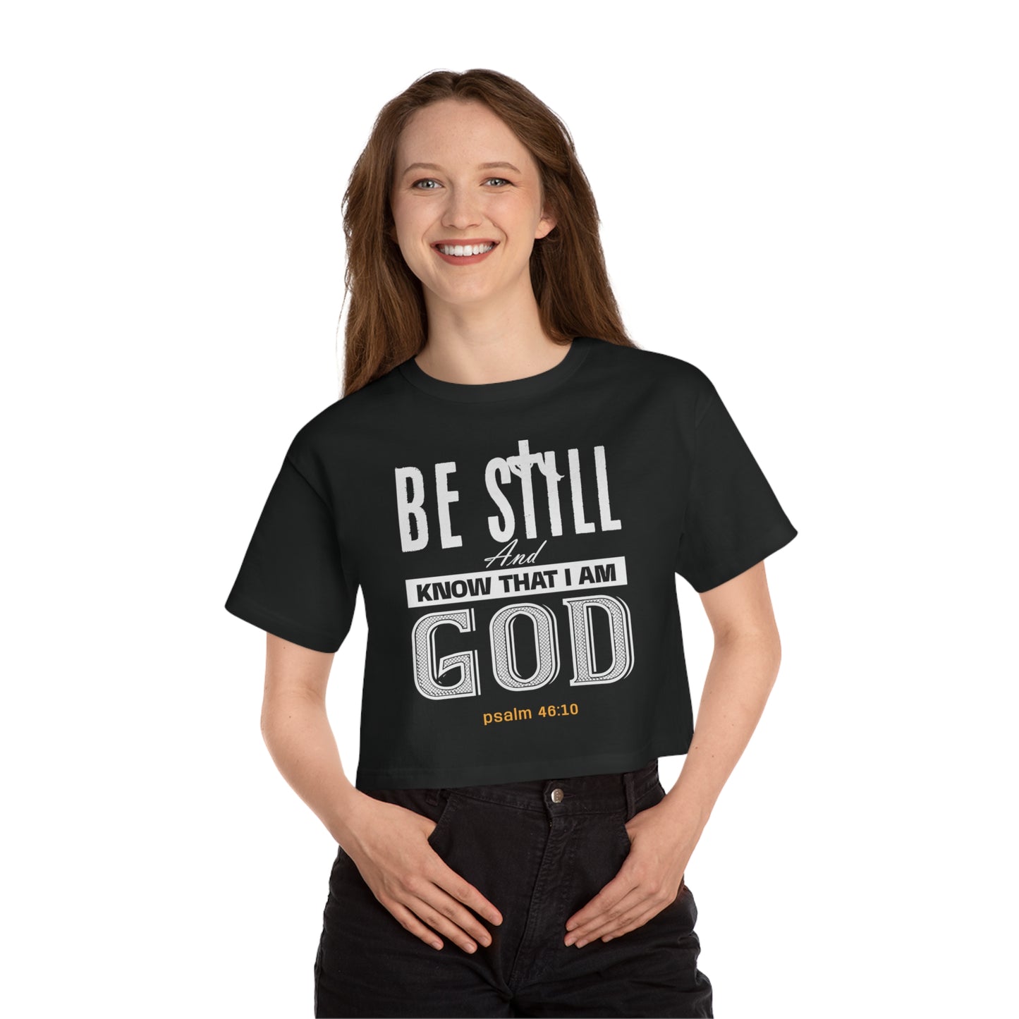 Faithful Reminder-Champion Cropped T-Shirt Black