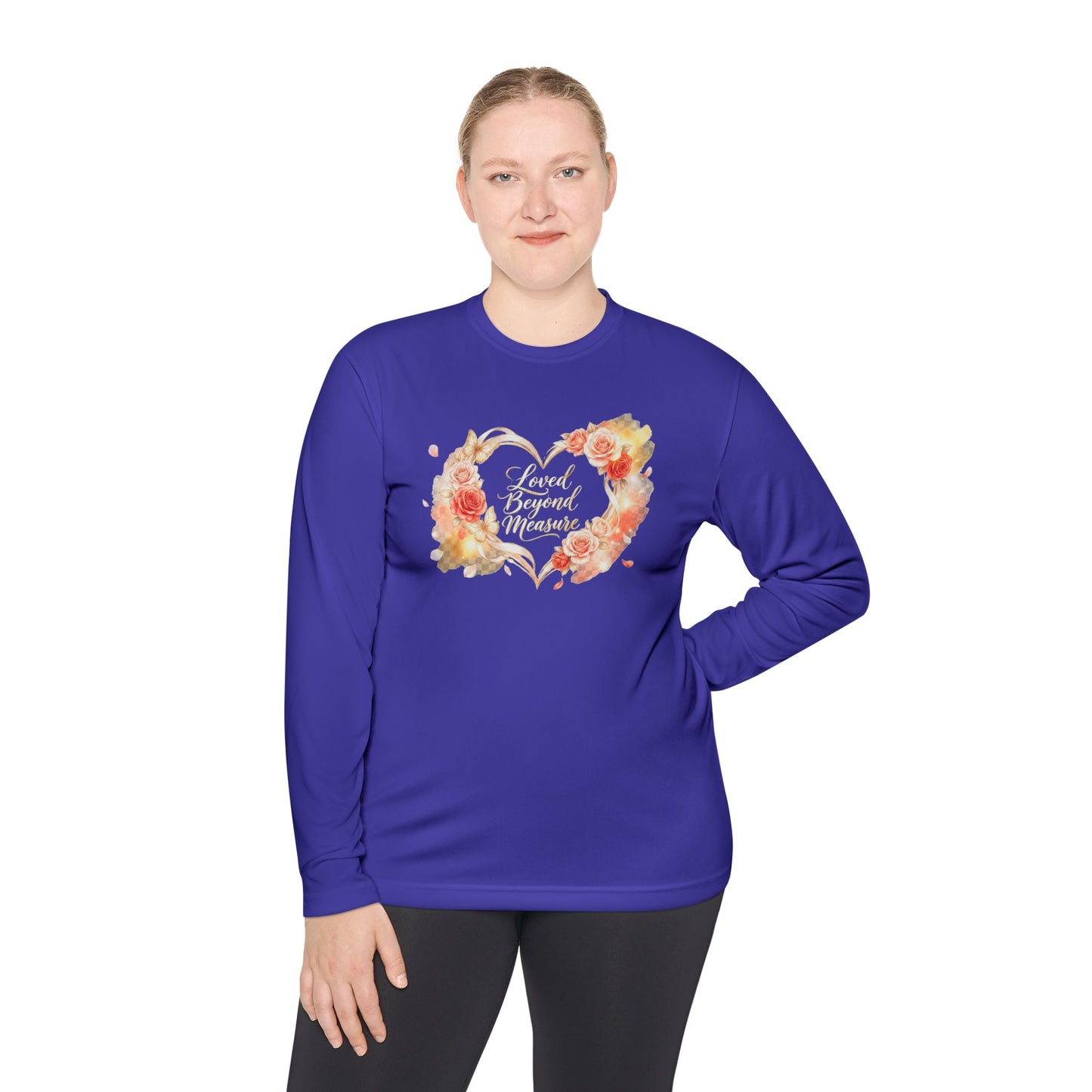 Loved Beyond Measure Long Sleeve Tee | Floral Heart Script