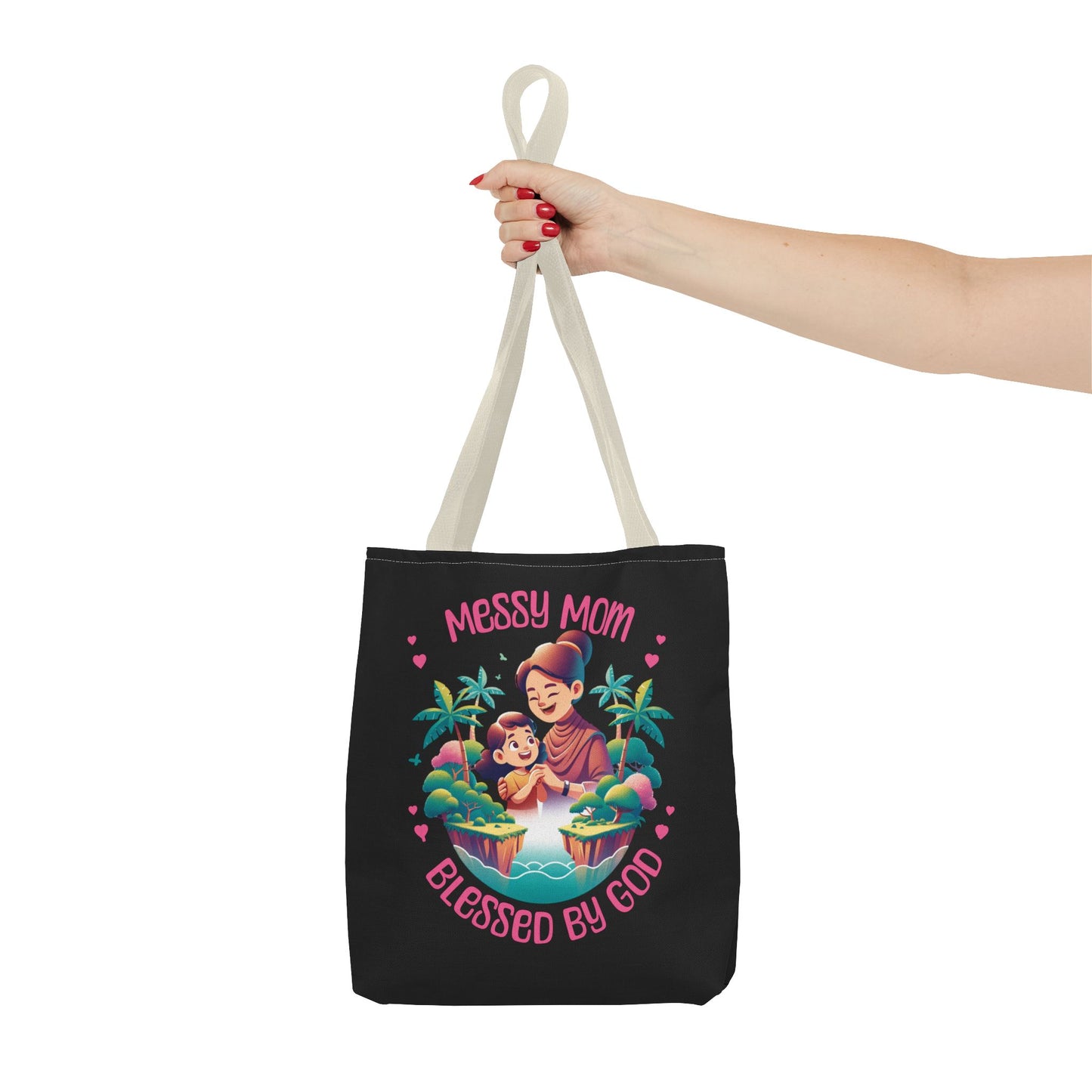 Messy Mom Blessed by God Tote Bag - Perfect Gift for Mother's Day and Everyday Use-Black