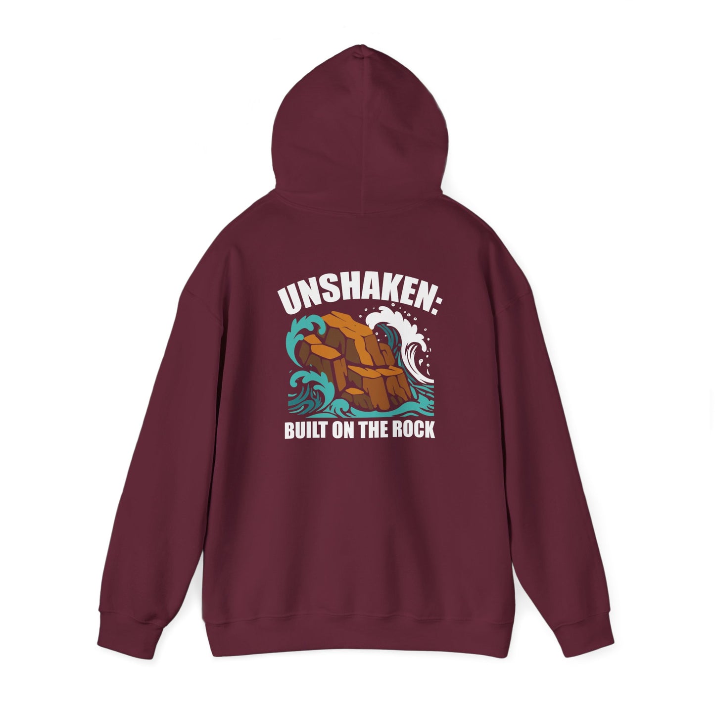 Motivational Unisex Hoodie - "Unshaken: Built on the Rock" - Comfortable Apparel for Everyday, Gift for Friends, Inspirational