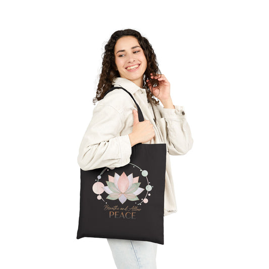 Gentle Peace Lotus Tote, mental wellness, boundary quote