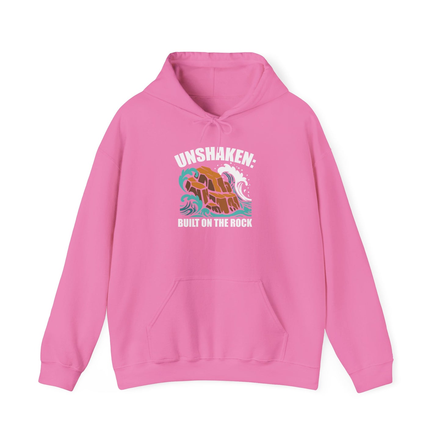 Motivational Unisex Hoodie - "Unshaken: Built on the Rock" - Comfortable Apparel for Everyday, Gift for Friends, Inspirational