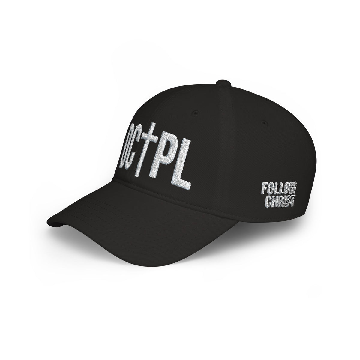 DC+PL Cross Logo Baseball Cap — "Follow Christ" Low Profile Christian Hat