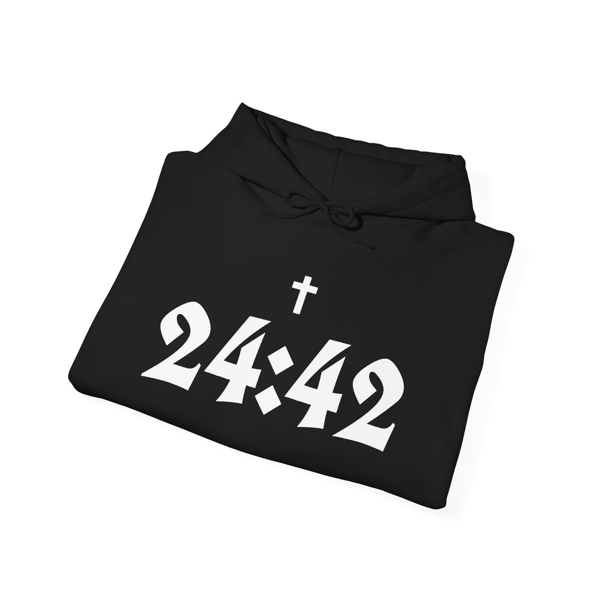 24:42 Cross Hoodie | Gothic Numerals Christian Scripture