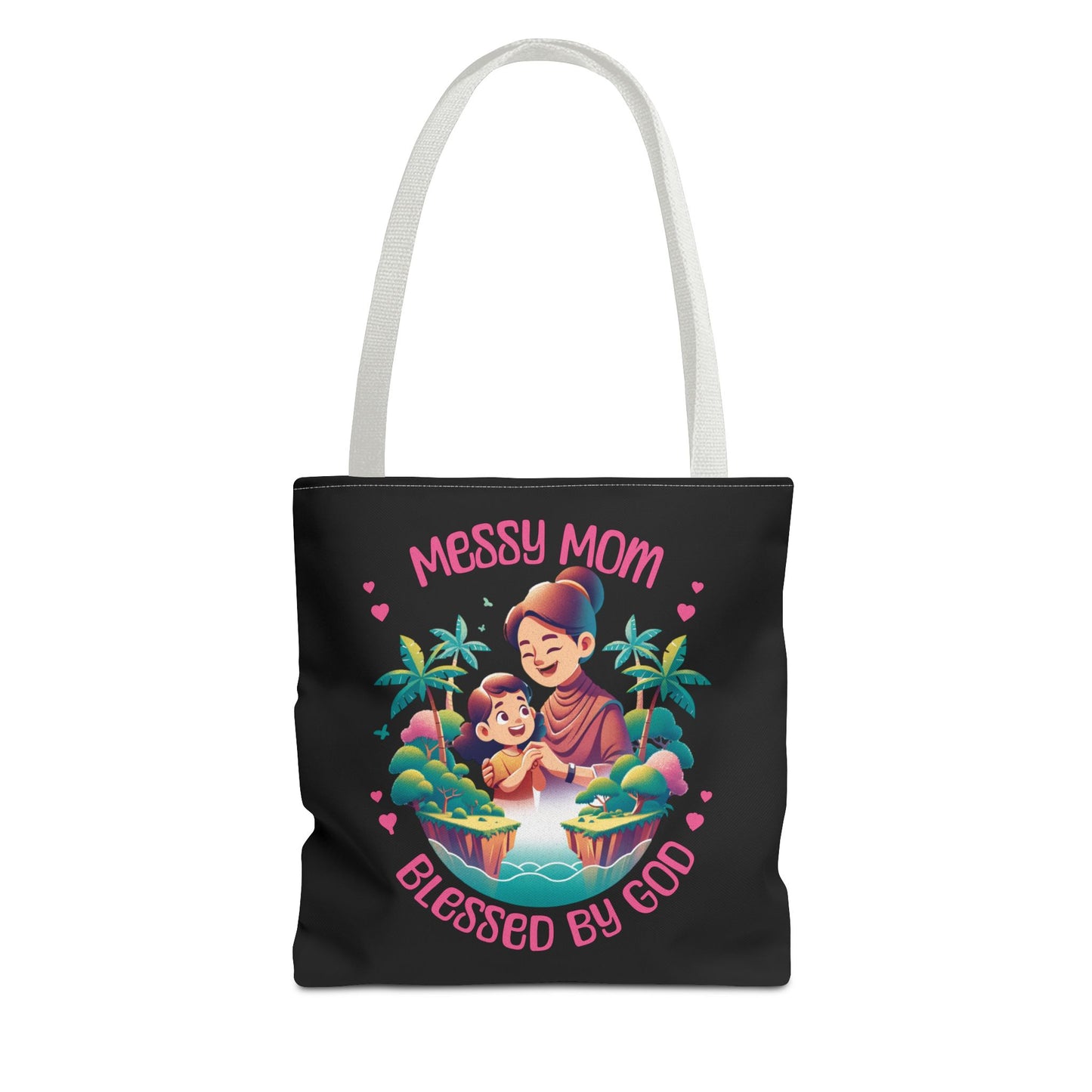 Messy Mom Blessed by God Tote Bag - Perfect Gift for Mother's Day and Everyday Use-Black