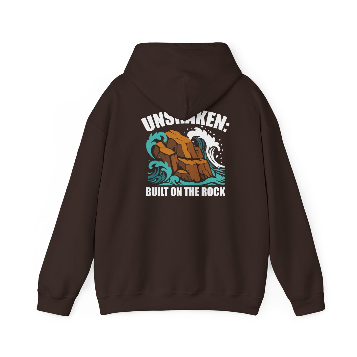 Motivational Unisex Hoodie - "Unshaken: Built on the Rock" - Comfortable Apparel for Everyday, Gift for Friends, Inspirational