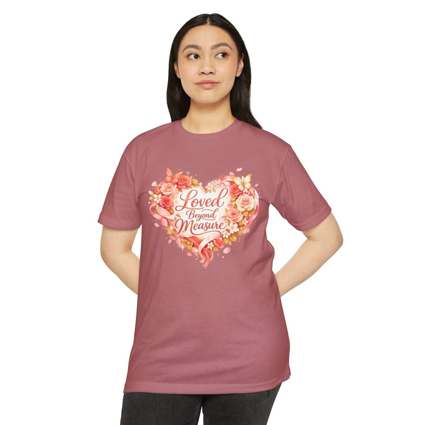 Loved Beyond Measure T-Shirt | Floral Heart Typography