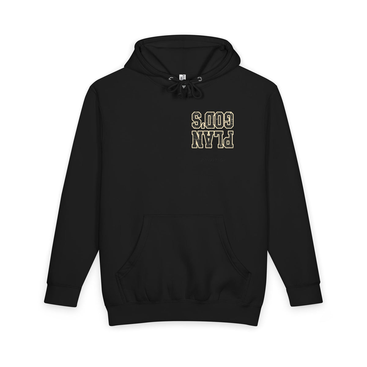 Plan Gods Hoodie | Upside Down Text, Vintage Collegiate Lettering