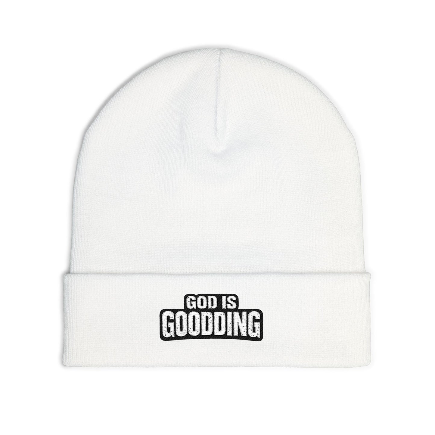 God Is Goodding knit beanie | embroidered Christian faith cuff hat