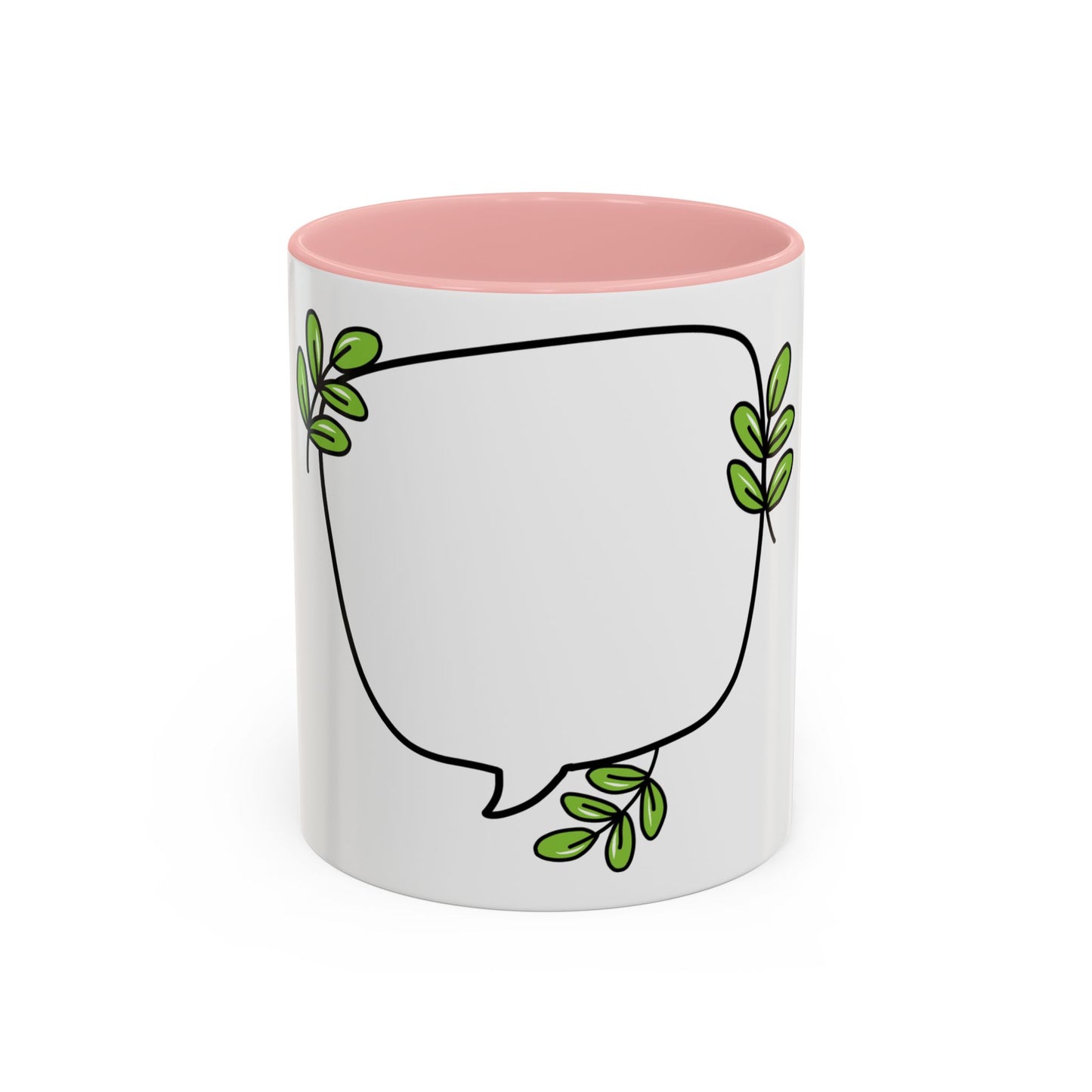 Customizable Accent Coffee Mug - Whimsical Design with Green Leaves