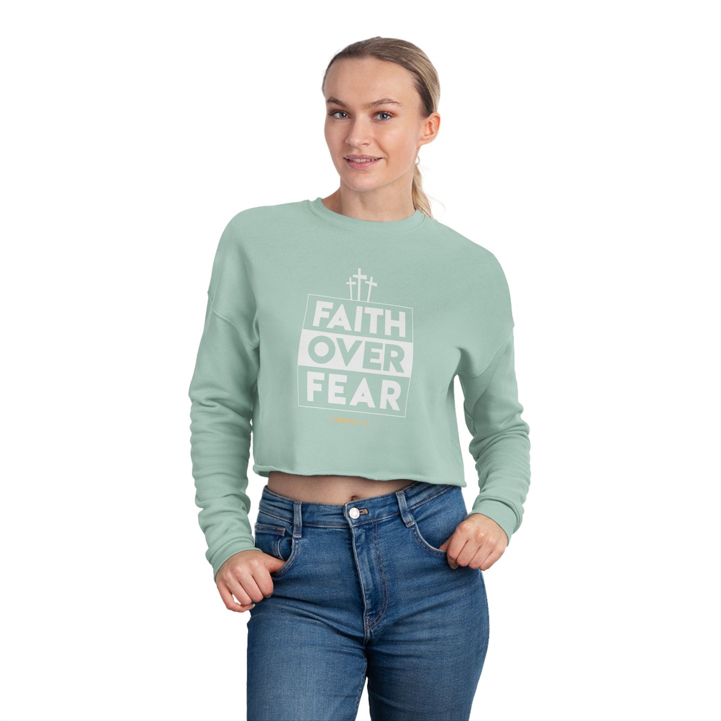 Faith Over Fear Cropped Sweatshirt-Multiple Colors