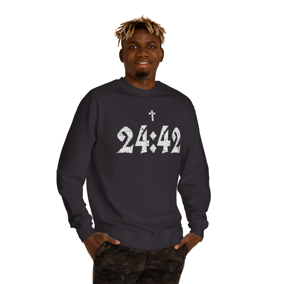 24:42 Cross Sweatshirt | Christian Faith Numeral Tee