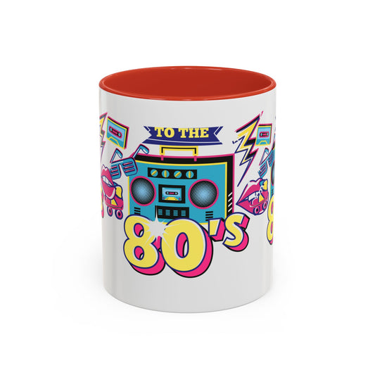 Retro 80's Coffee Mug, Vintage Mug for 80's Lovers, Nostalgic Gift, Boombox Design, Fun Drinkware for Parties