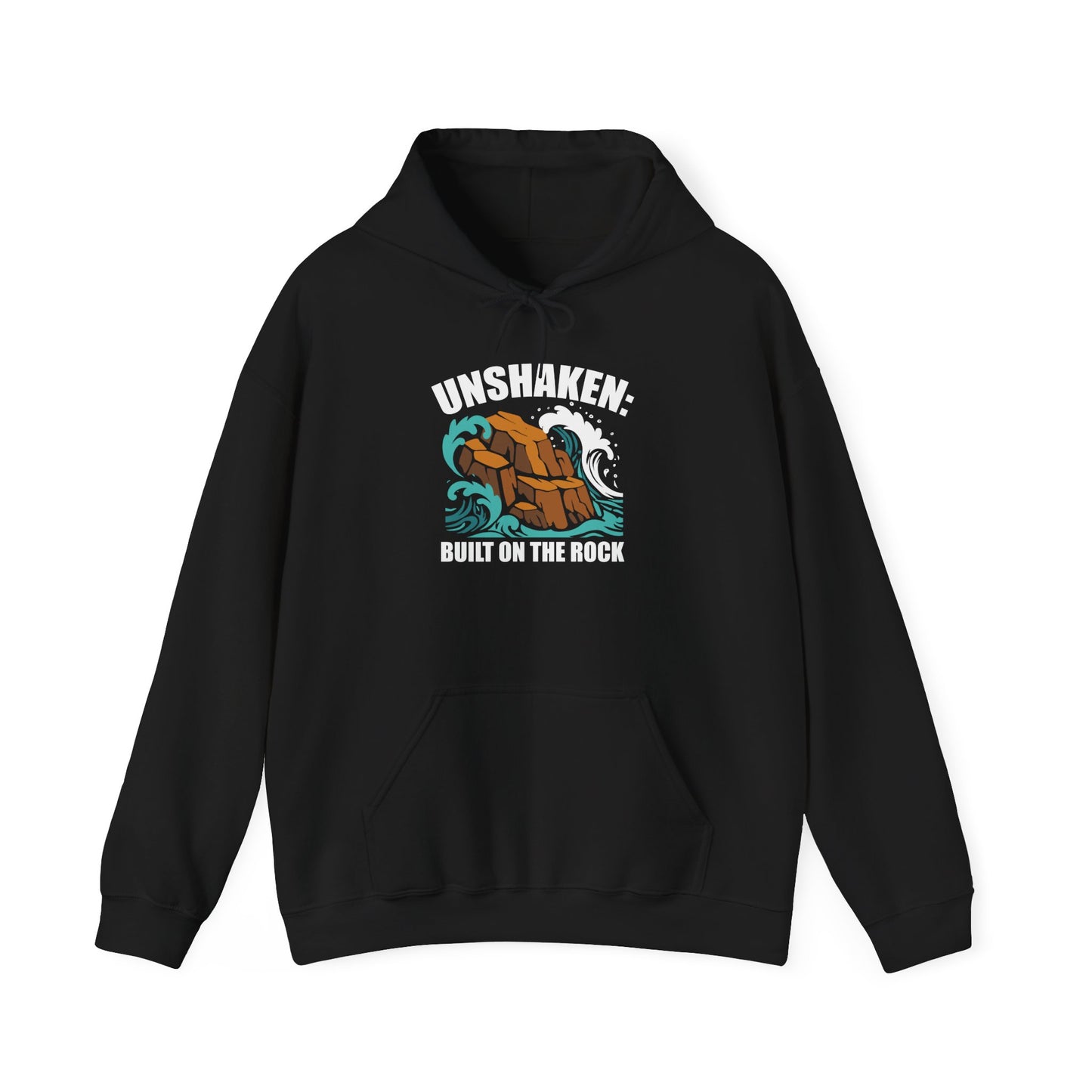 Motivational Unisex Hoodie - "Unshaken: Built on the Rock" - Comfortable Apparel for Everyday, Gift for Friends, Inspirational