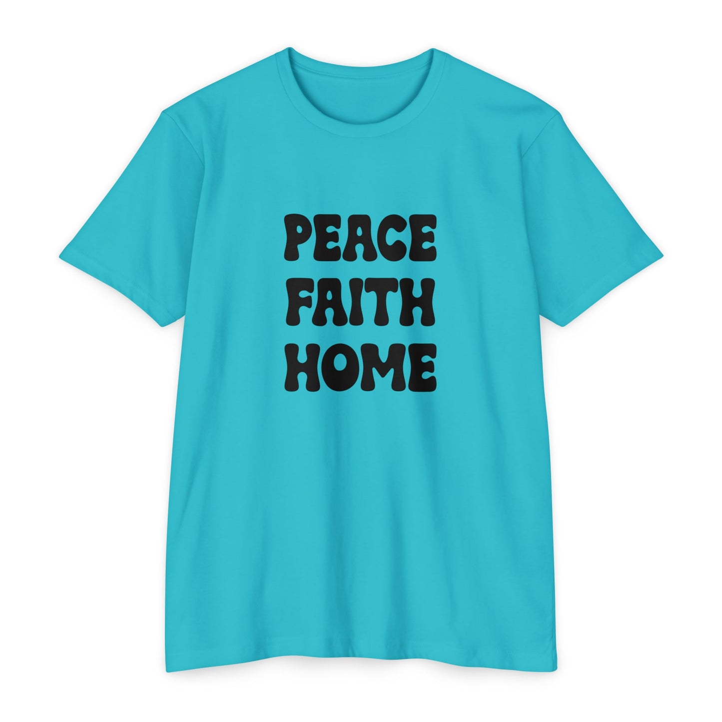 Peace Faith Home Retro Block Text T-Shirt | Neutral Casual Tee
