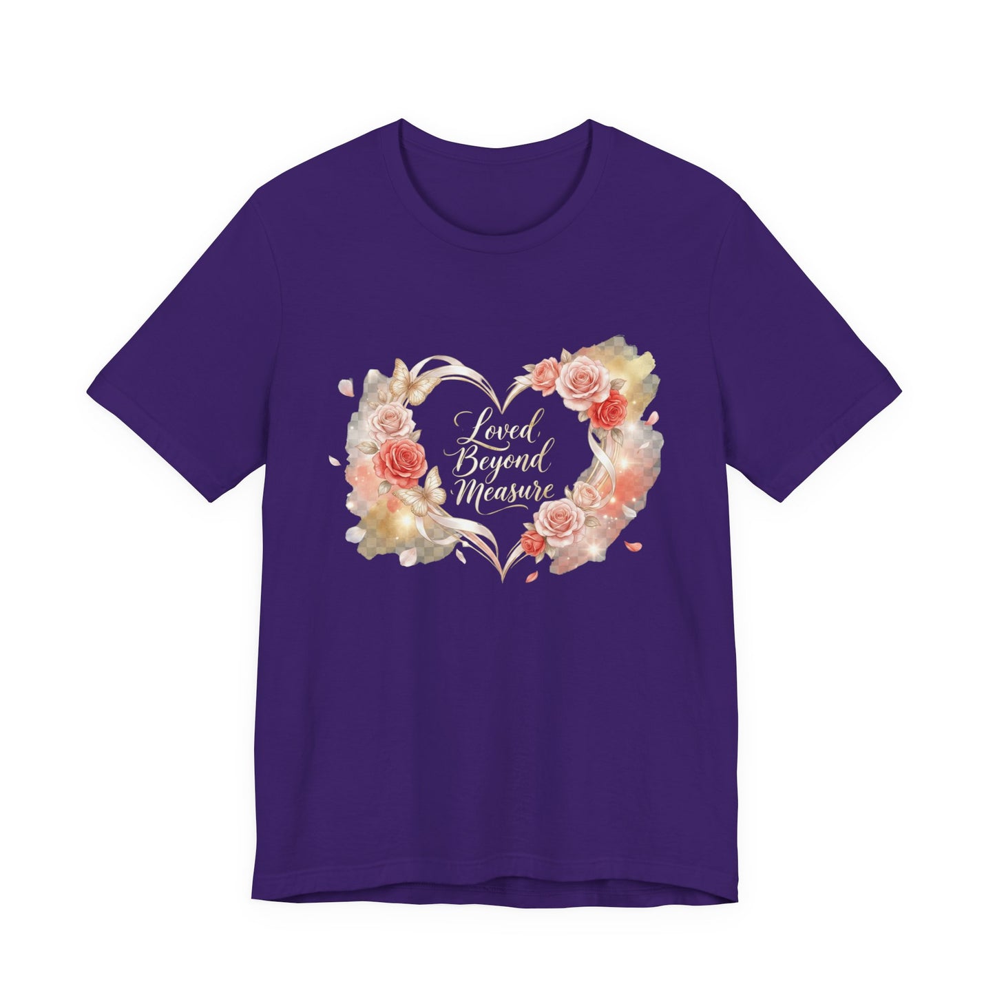Loved Beyond Measure heart floral design T-shirt | memorial remembrance tee