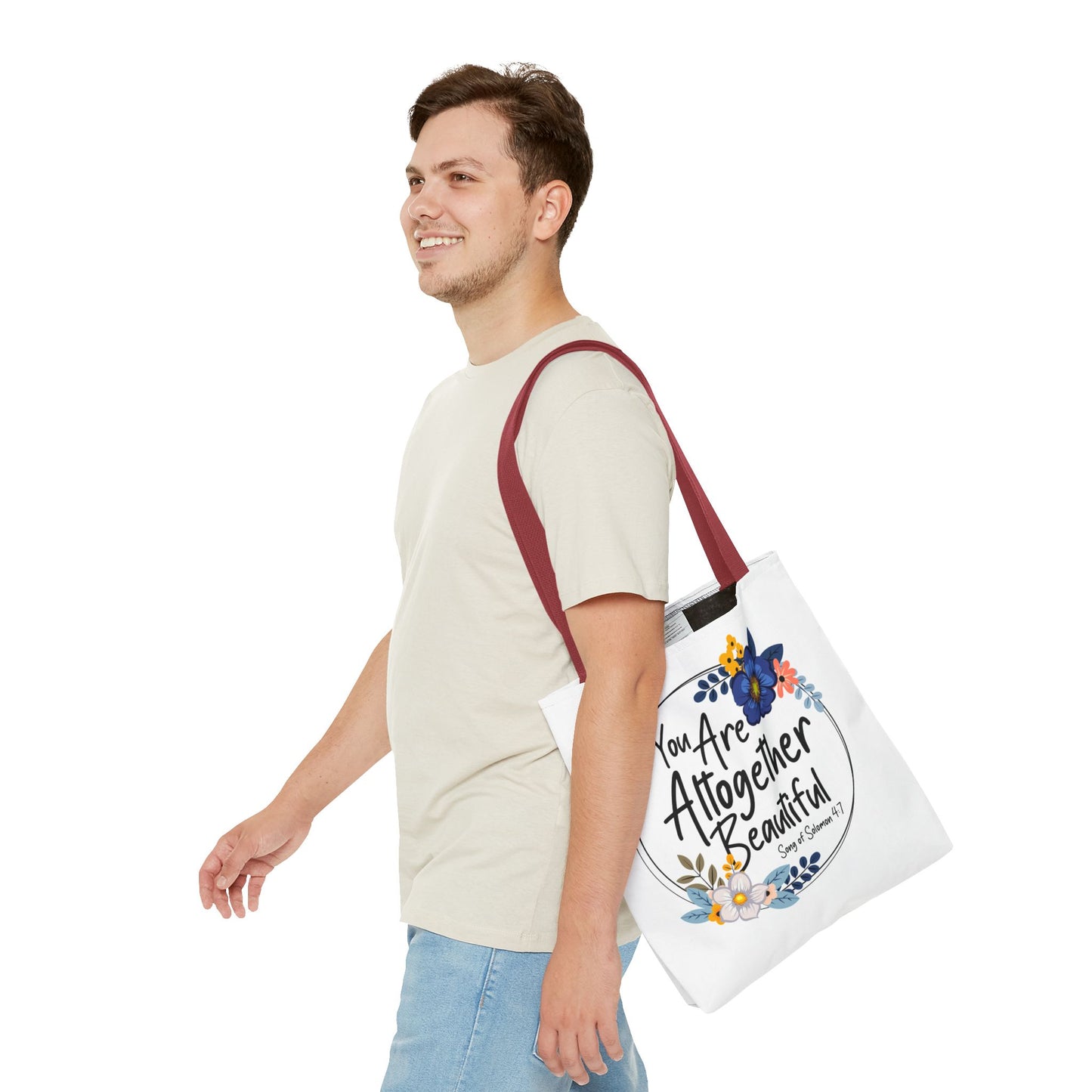 Inspirational Floral Tote Bag - "You Are Altogether Beautiful"
