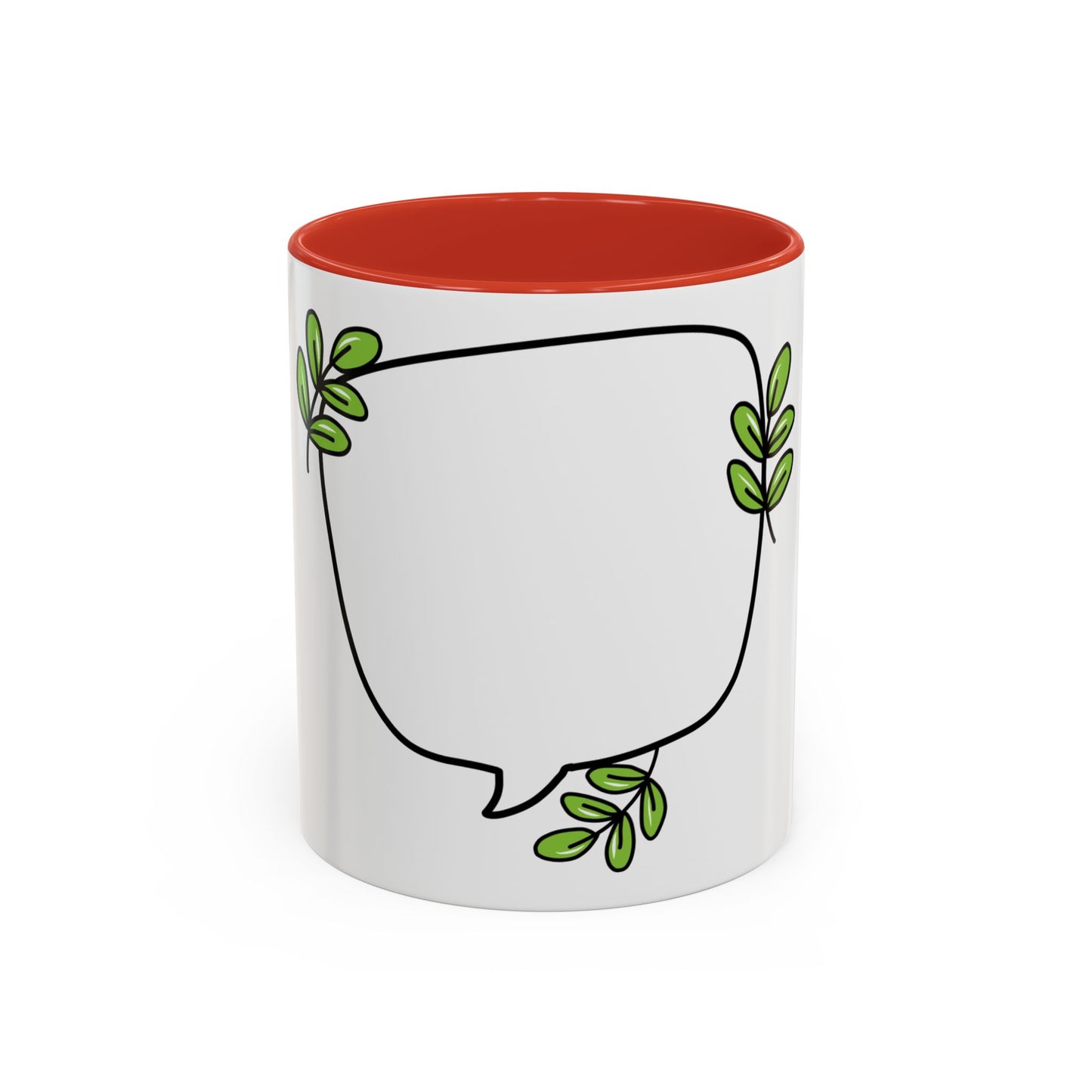 Customizable Accent Coffee Mug - Whimsical Design with Green Leaves