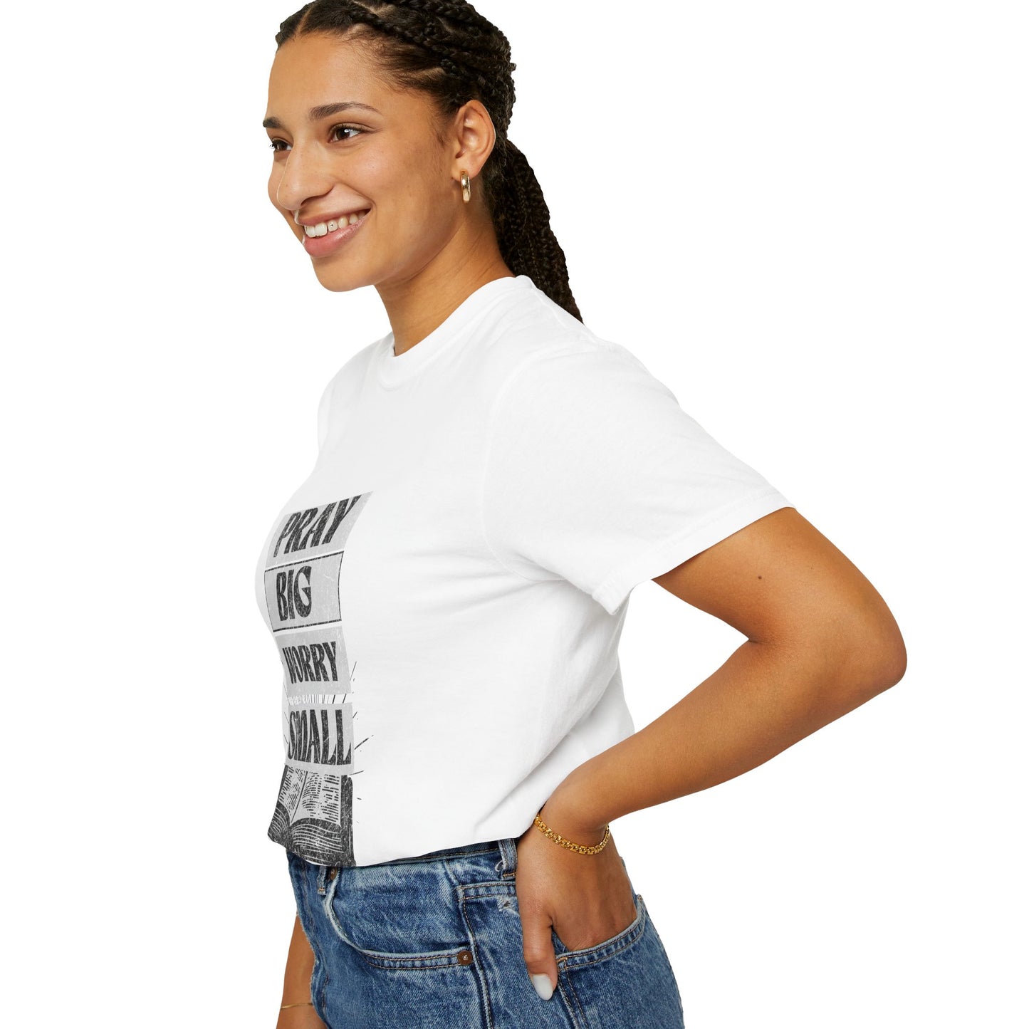Unisex Garment-Dyed T-Shirt - "Pray Big, Worry Small" Inspirational Tee
