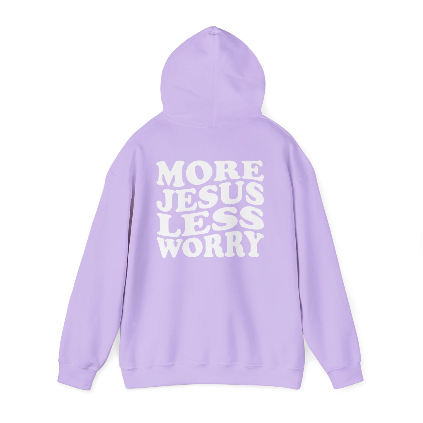 More Jesus Less Worry Hoodie, Faith-Inspired Sweatshirt, cozy gift for believers, Christian apparel, spiritual encouragement wear
