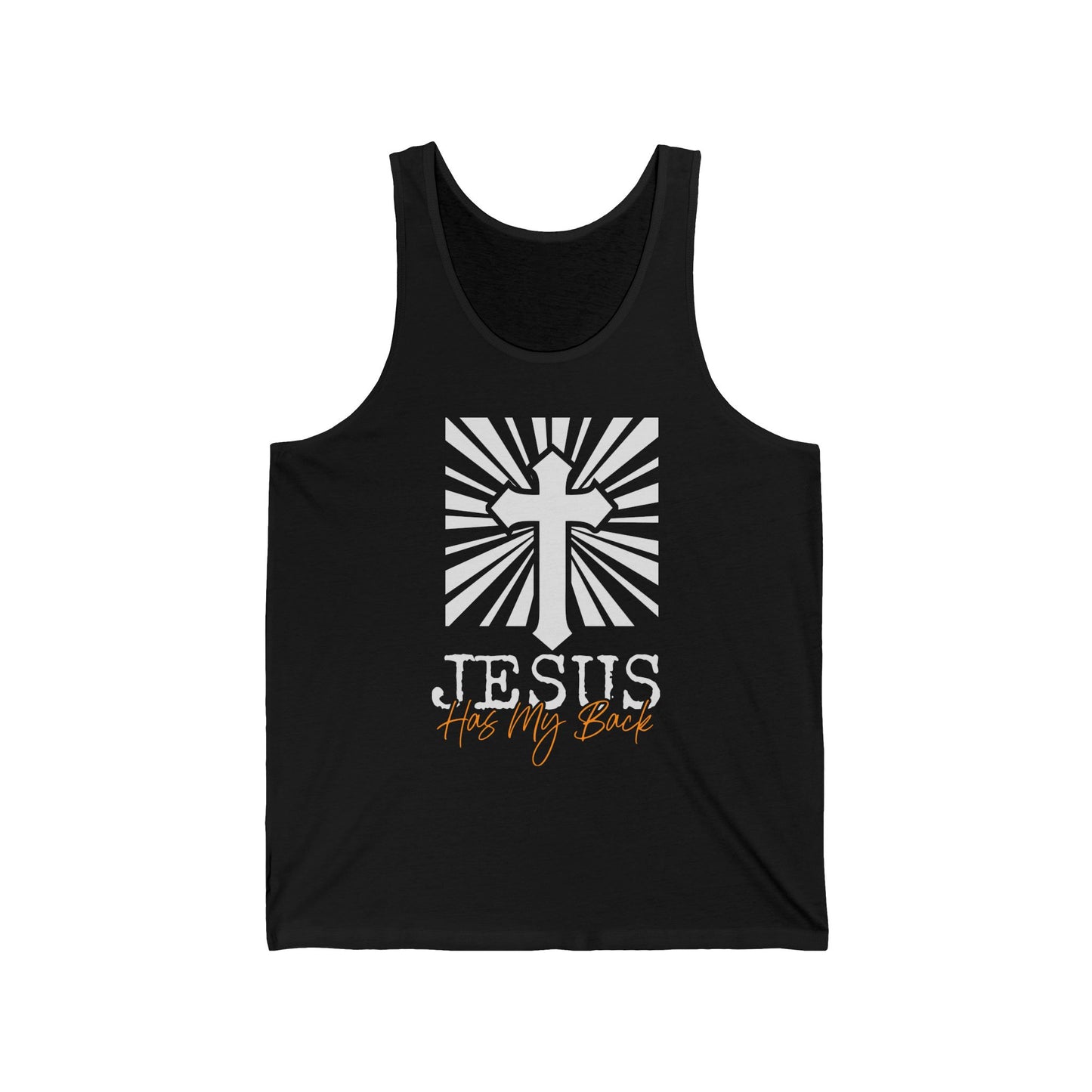 Christian Tank Top Jesus Has My Back Unisex Jersey