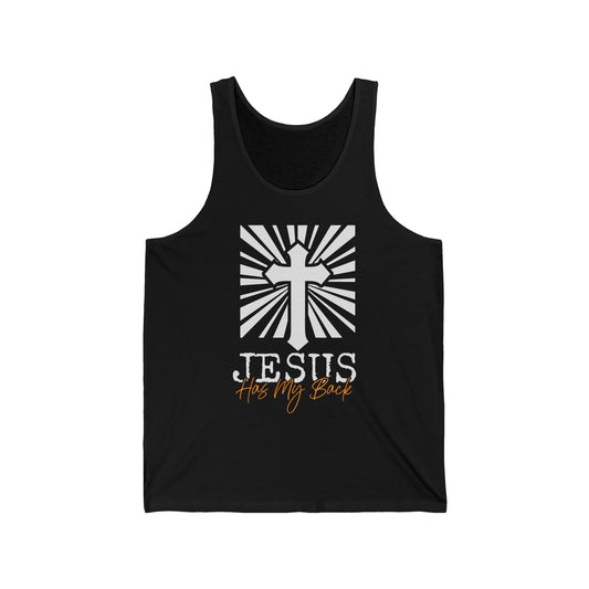 Christian Tank Top Jesus Has My Back Unisex Jersey