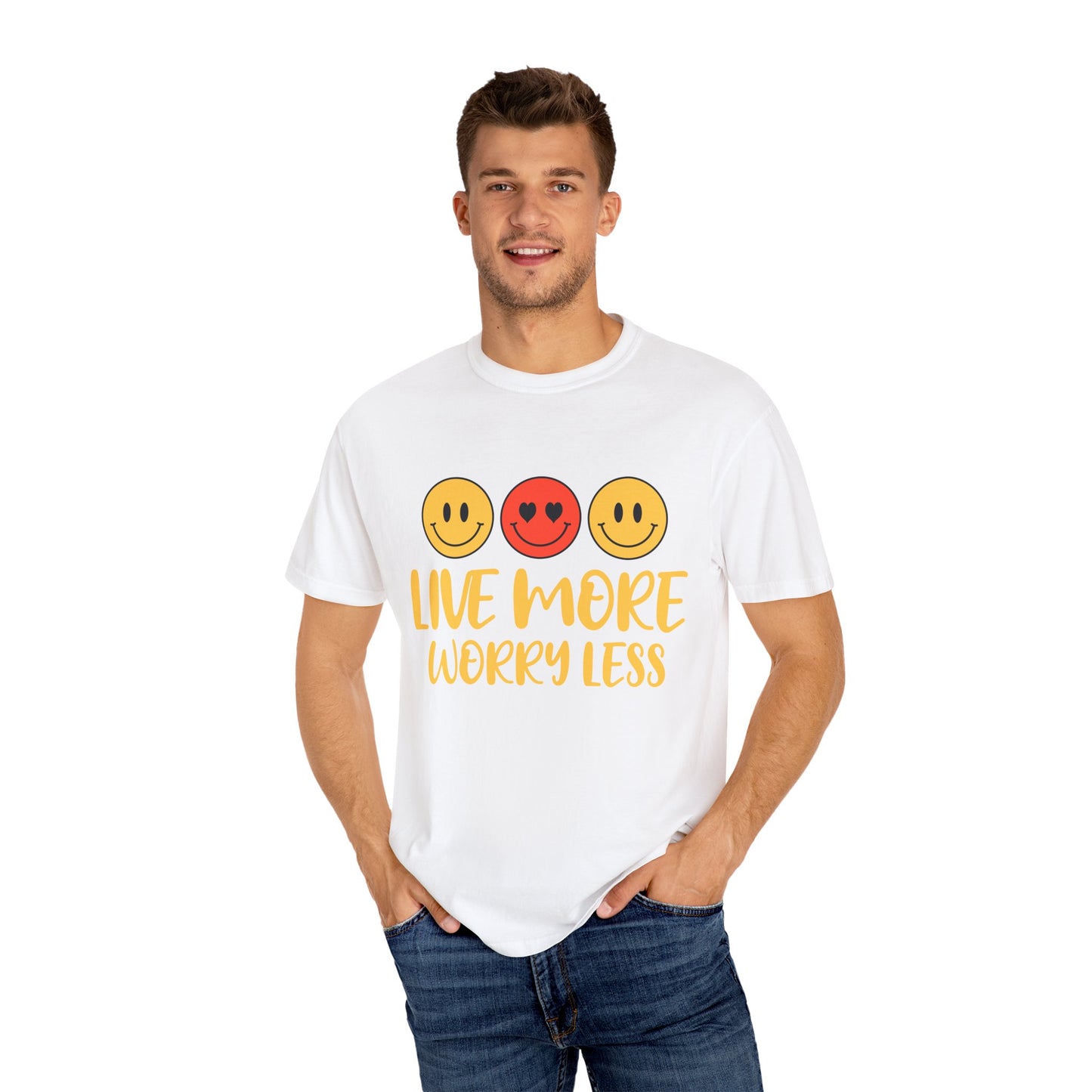 Live More Worry Less Unisex Garment-Dyed T-shirt