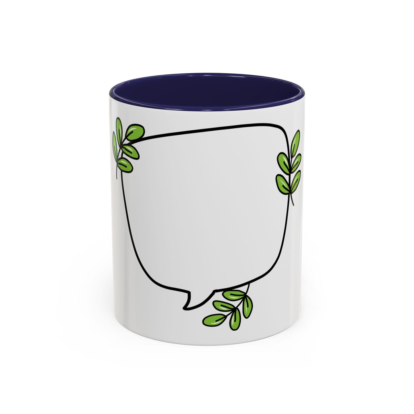 Customizable Accent Coffee Mug - Whimsical Design with Green Leaves