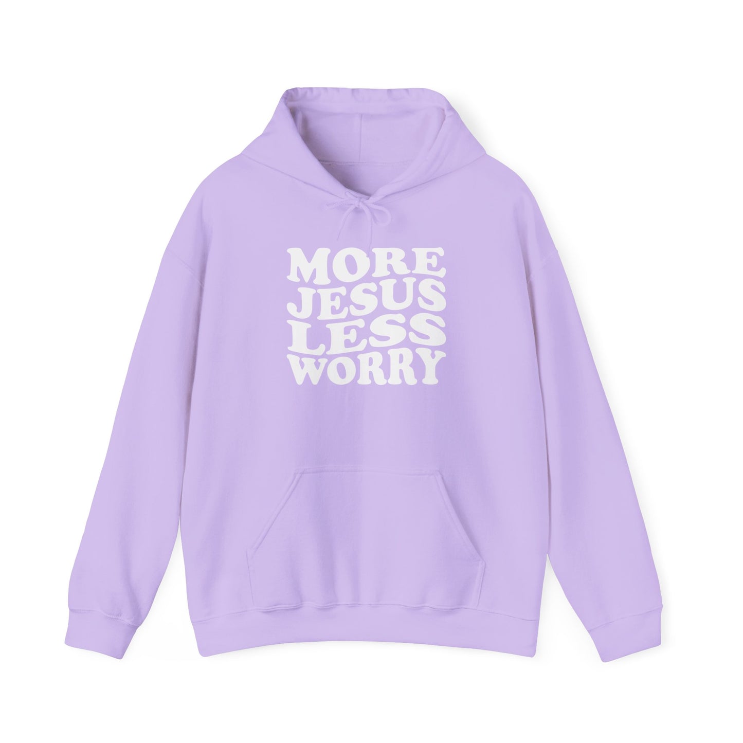 More Jesus Less Worry Hoodie, Faith-Inspired Sweatshirt, cozy gift for believers, Christian apparel, spiritual encouragement wear