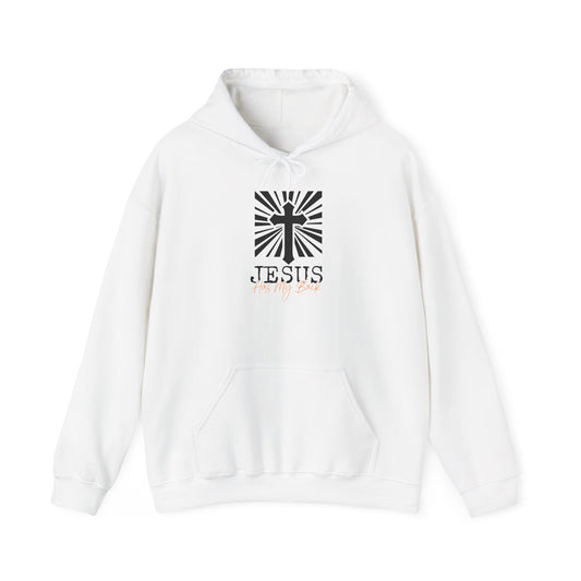 Christian Unisex Hooded Sweatshirt - Jesus Has My Back Design - White