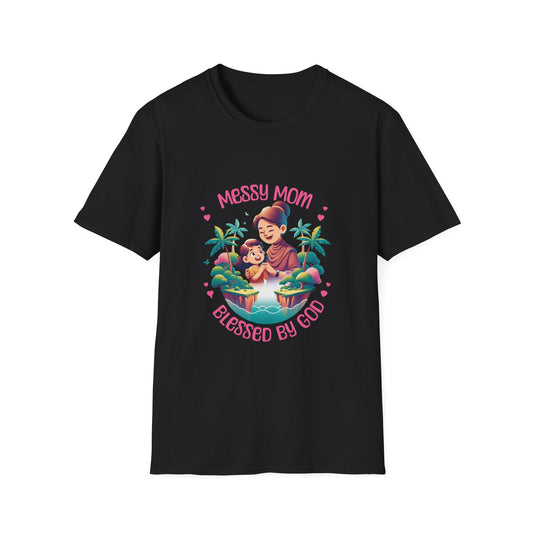 Messy Mom Blessed by God Unisex Softstyle T-Shirt