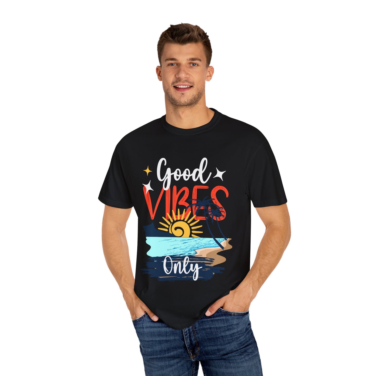Good Vibes Only Unisex Garment-Dyed T-Shirt - Beachy Summer Style