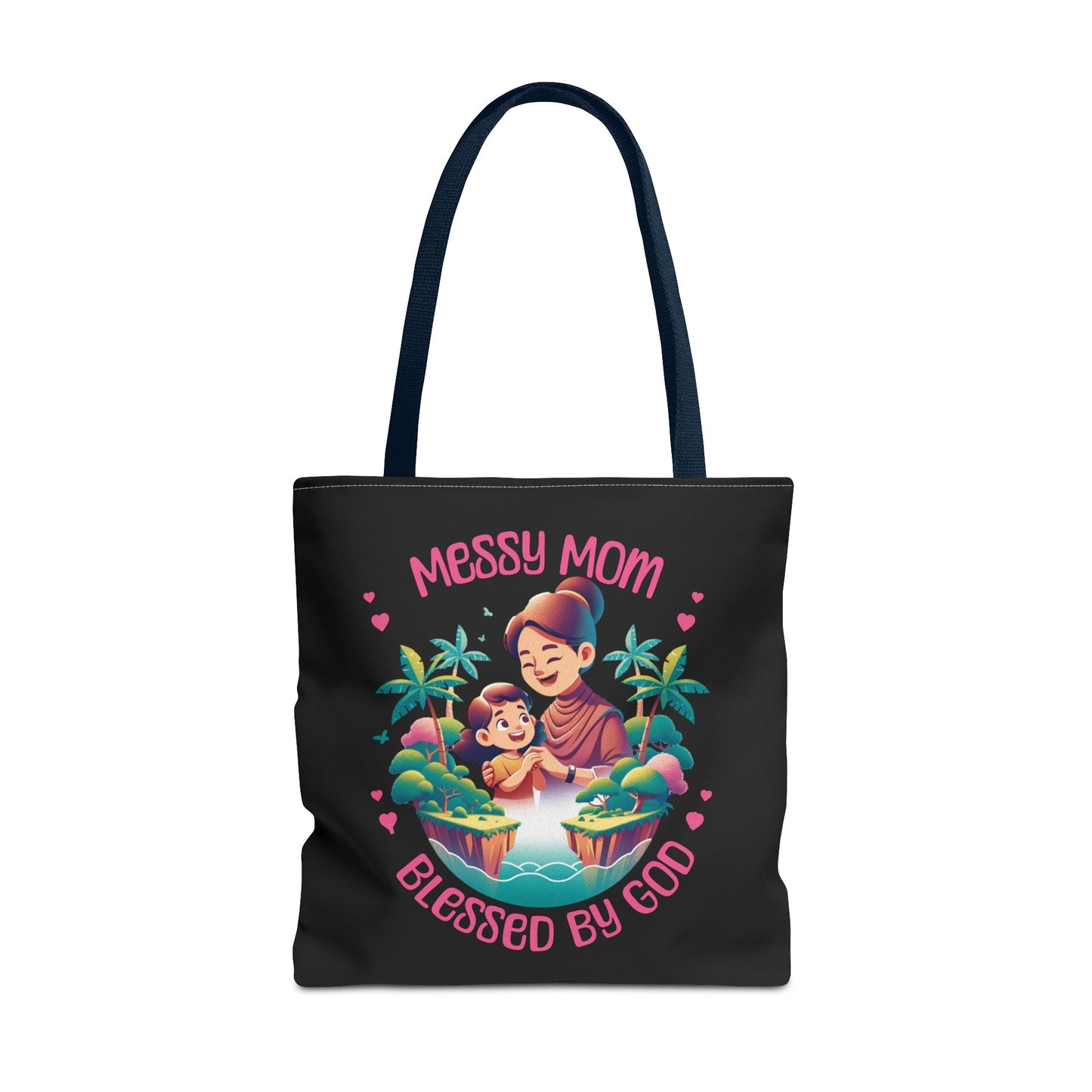 Messy Mom Blessed by God Tote Bag - Perfect Gift for Mother's Day and Everyday Use-Black