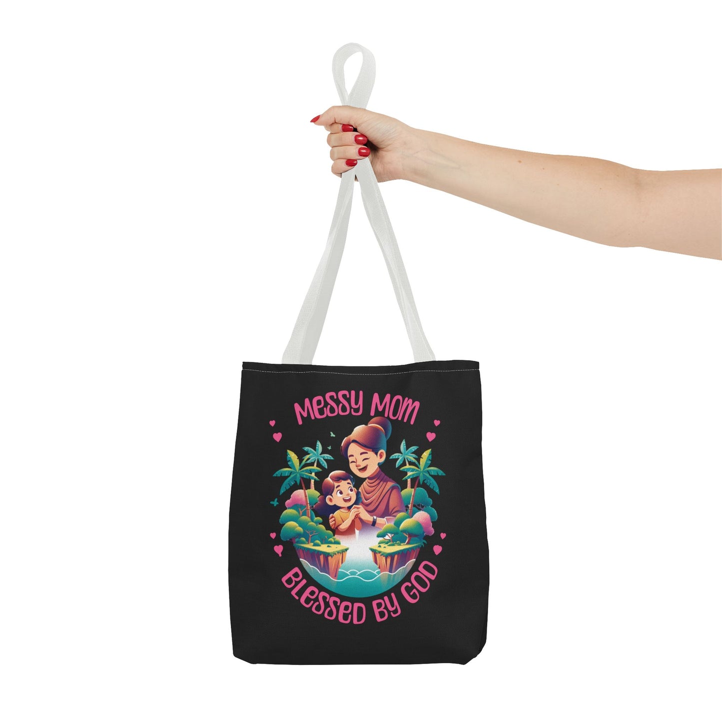 Messy Mom Blessed by God Tote Bag - Perfect Gift for Mother's Day and Everyday Use-Black