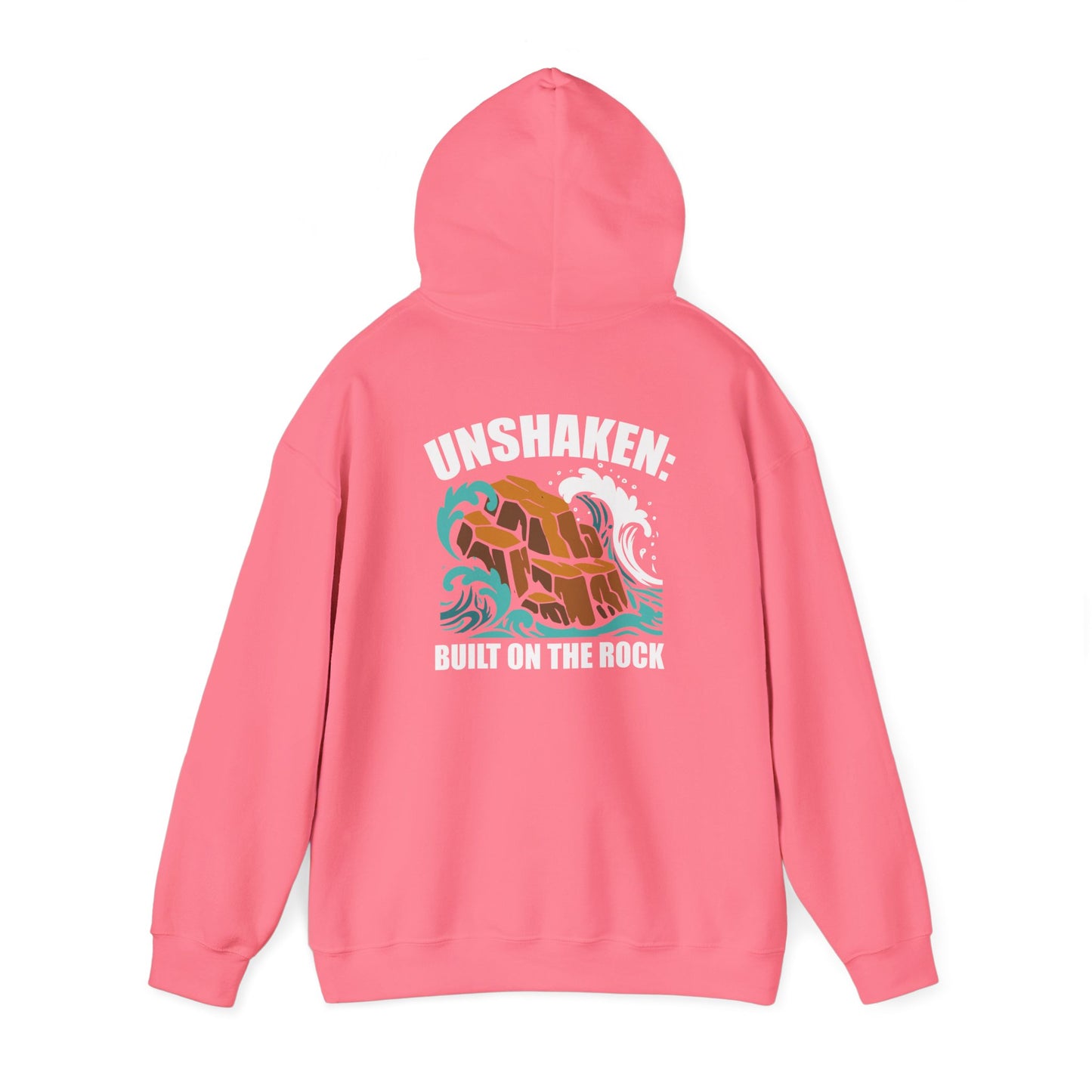Motivational Unisex Hoodie - "Unshaken: Built on the Rock" - Comfortable Apparel for Everyday, Gift for Friends, Inspirational