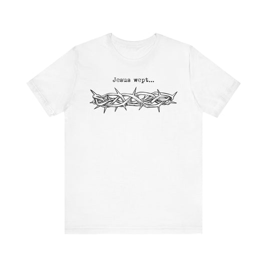 Inspirational Jesus Wept Unisex Jersey Tee